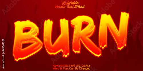 Burn Vector Text Effect Editable Alphabet Flame Fire Hot Heat Bonfire Orange Red