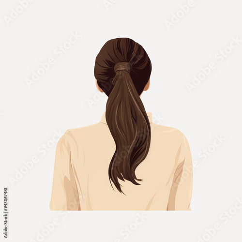 Woman's back view ponytail