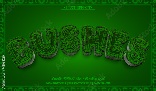 Bushes  Vector Text Effect Editable Alphabet Branch Forest Garden