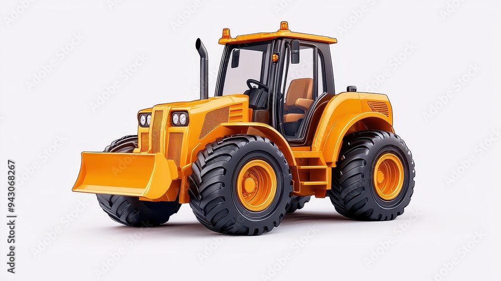 A bright orange tractor model with large tires, suitable for farm and construction themes, emphasizing machinery and agriculture. A bright orange tractor model with large tires, suitable for farm and construction themes, emphasizing machinery and agriculture.