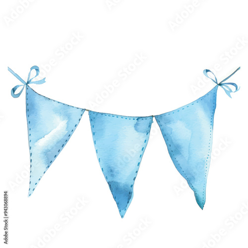 Watercolor blue pennant banner