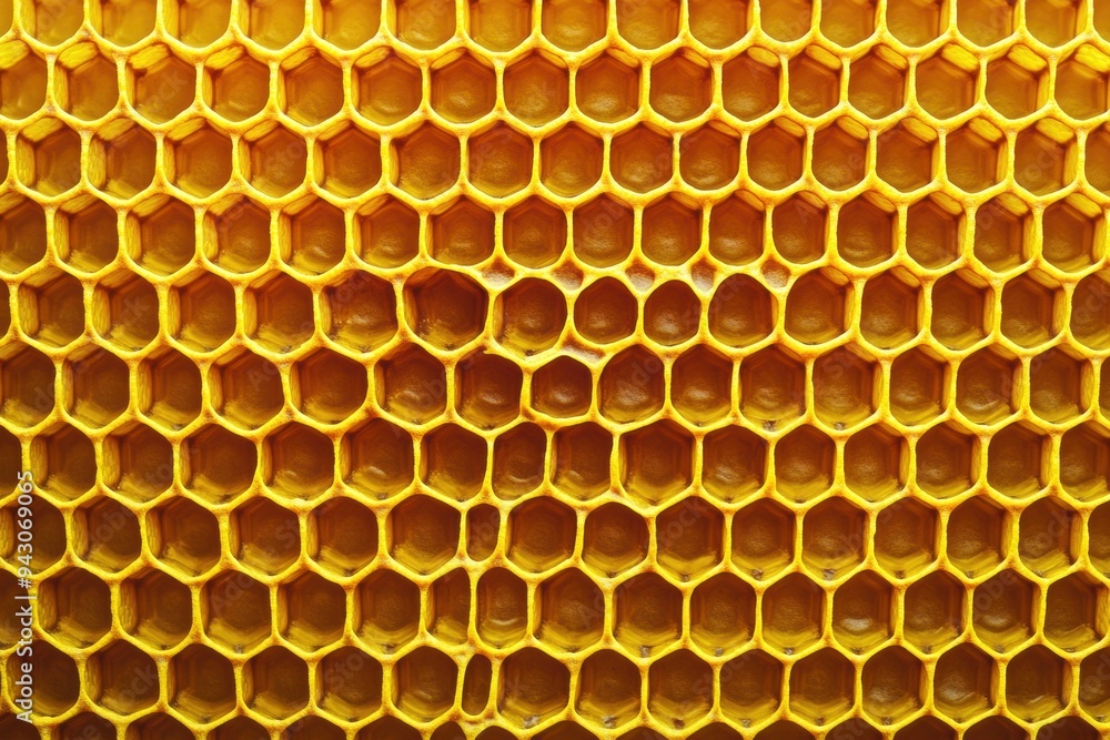 Vibrant yellow honeycomb pattern close-up Vibrant yellow honeycomb pattern close-up