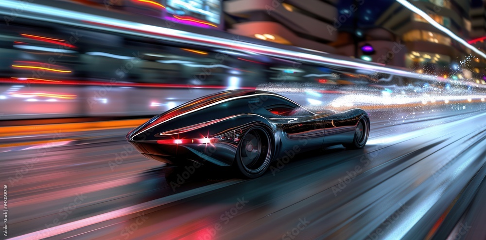 Speeding Through the Skies. Futuristic Transportation Concept Speeding Through the Skies. Futuristic Transportation Concept