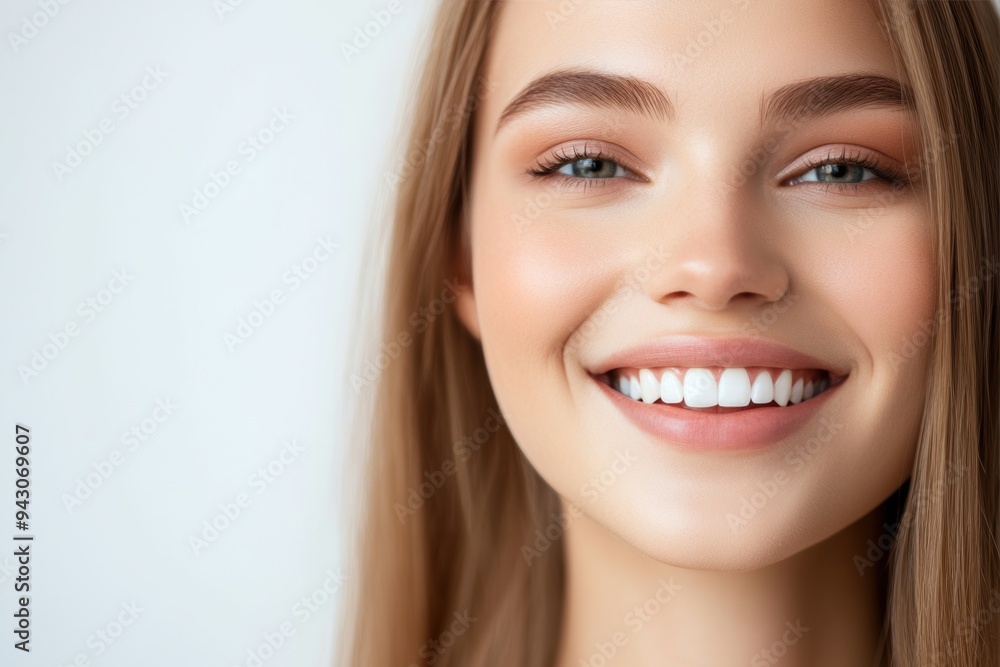 Radiant smile of young woman with flawless skin Radiant smile of young woman with flawless skin