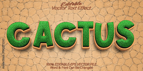 Cactus Vector Text Effect Editable Alphabet Desert Western Arizona Cowboy