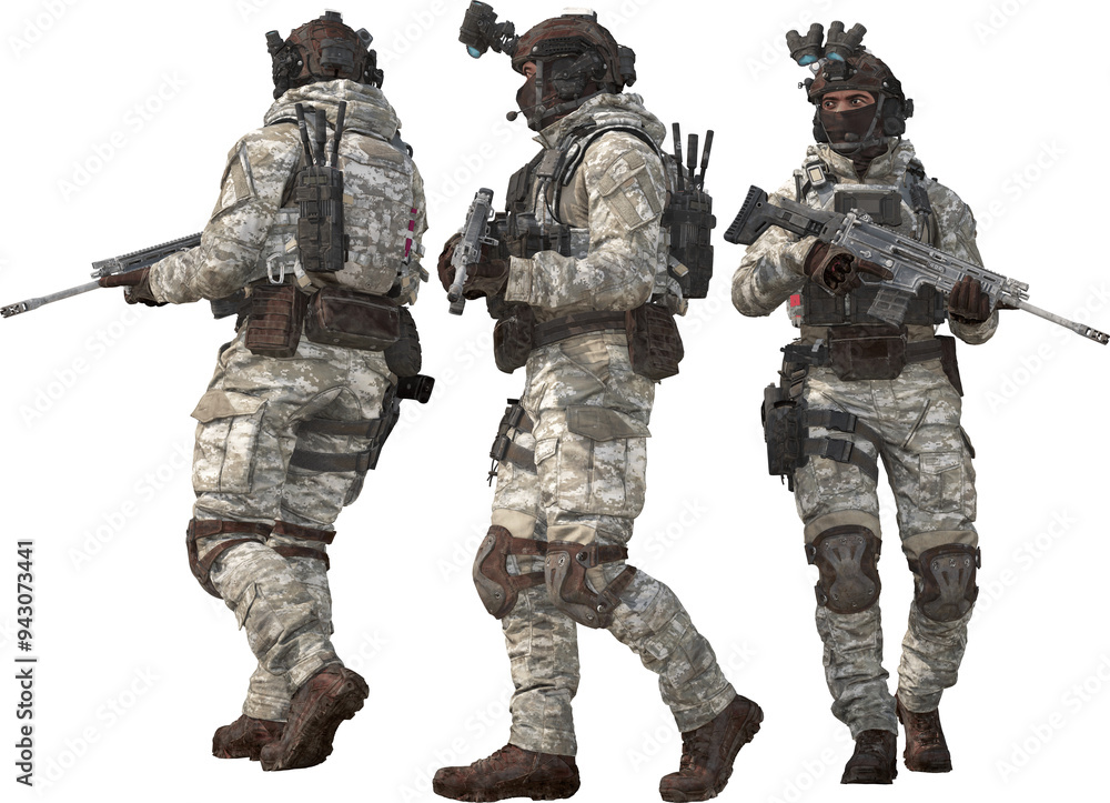 special forces combat soldier armed walking