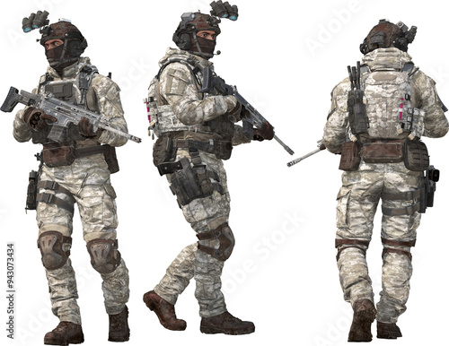 Фотография special forces combat soldier armed walking