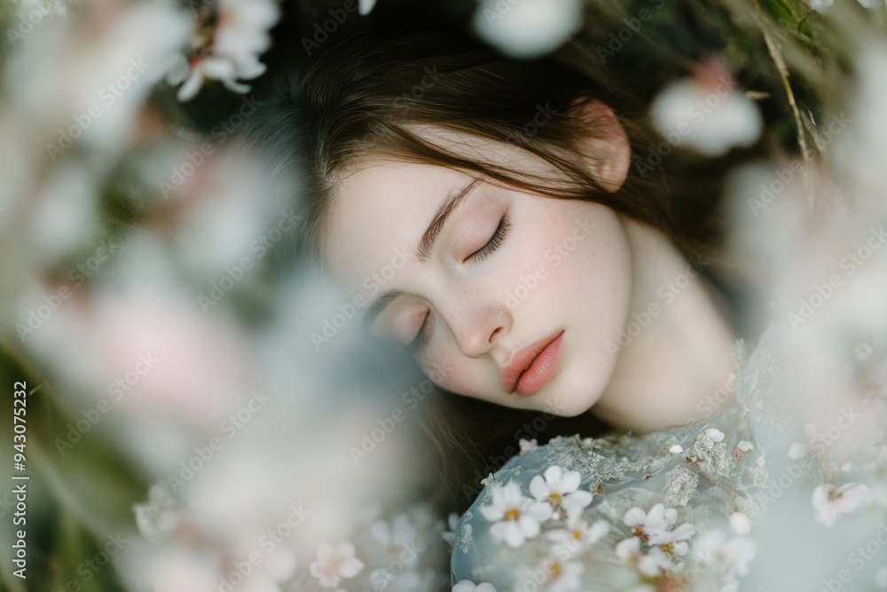 Serene beauty sleeping blooming flowers Serene beauty sleeping blooming flowers