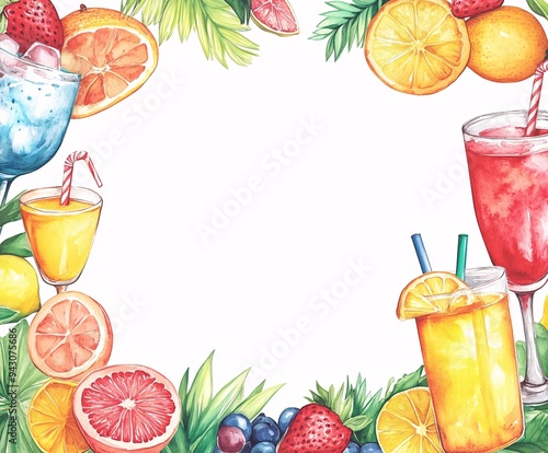 glass of juice with fruits photo