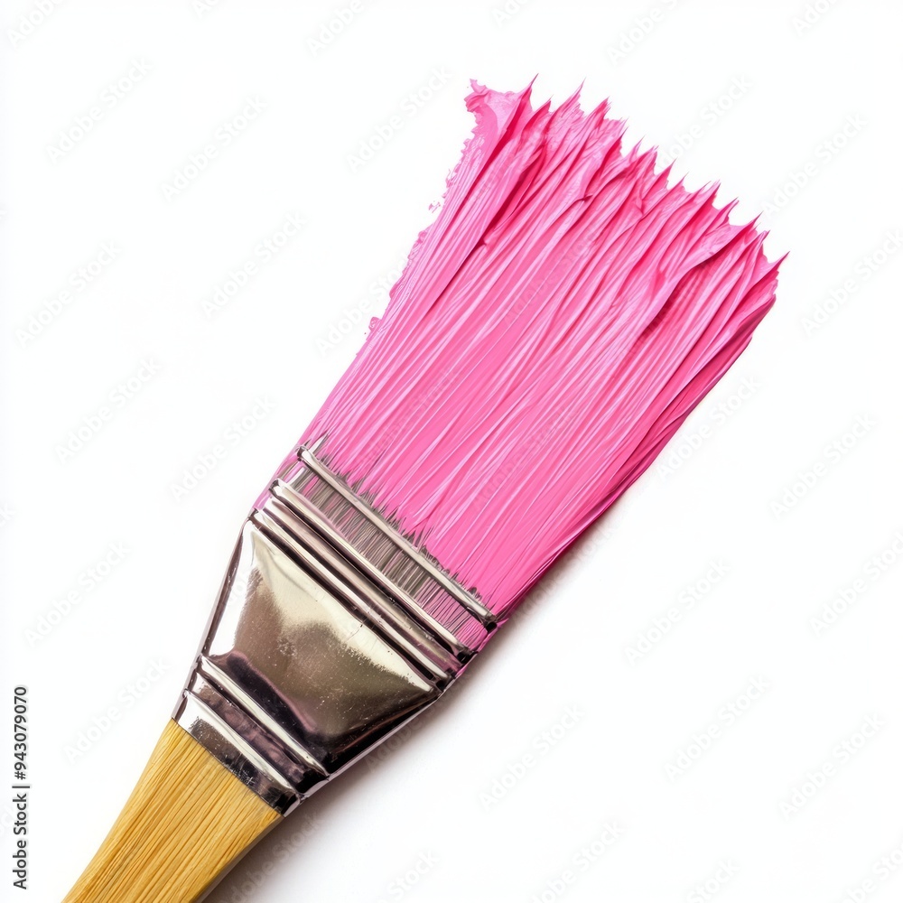 Fototapeta premium Pink paint brush stroke in isolated white background