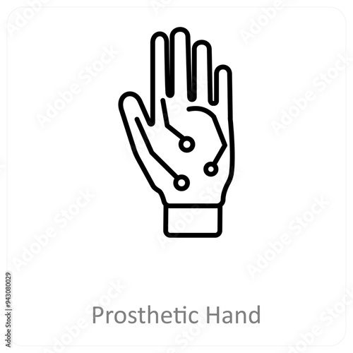 Prosthetic hand and Big data icon concept