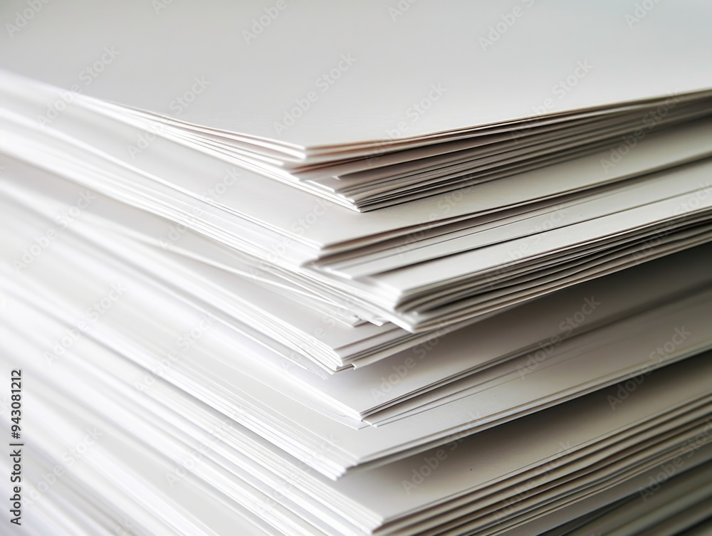 Clean Layered Paper Stack for Printing and Business Documents Clean Layered Paper Stack for Printing and Business Documents