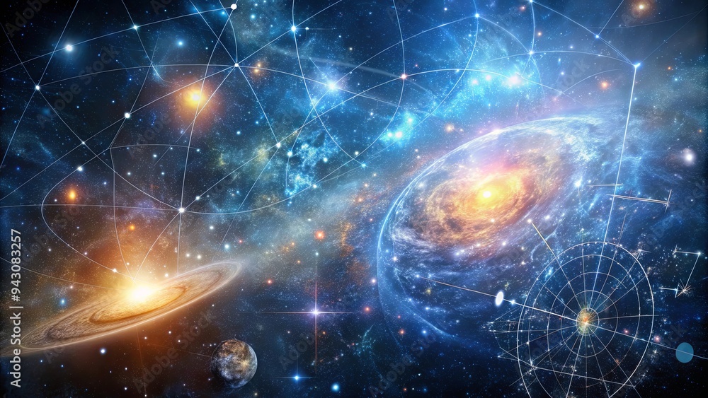 Fototapeta premium Beautiful visuals of galactic mathematical equations representing physics concepts
