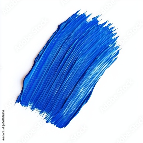 Blue paint brush stroke in isolated white background