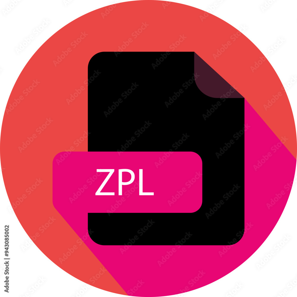 ZPL File extension icon with black shadow circular icon ZPL File extension icon with black shadow circular icon