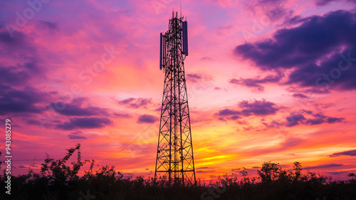 Antenna tower at sunset