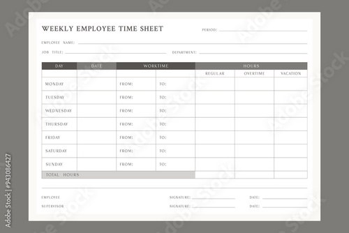 Weekly employee time sheet template