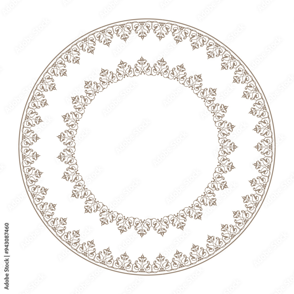 Vector gold round classical Greek ornament. European ornament. Border, frame, circle, ring Ancient Greece, Roman Empire. Pattern frame for round surfaces, household utensils, textiles, embroidery Vector gold round classical Greek ornament. European ornament. Border, frame, circle, ring Ancient Greece, Roman Empire. Pattern frame for round surfaces, household utensils, textiles, embroidery