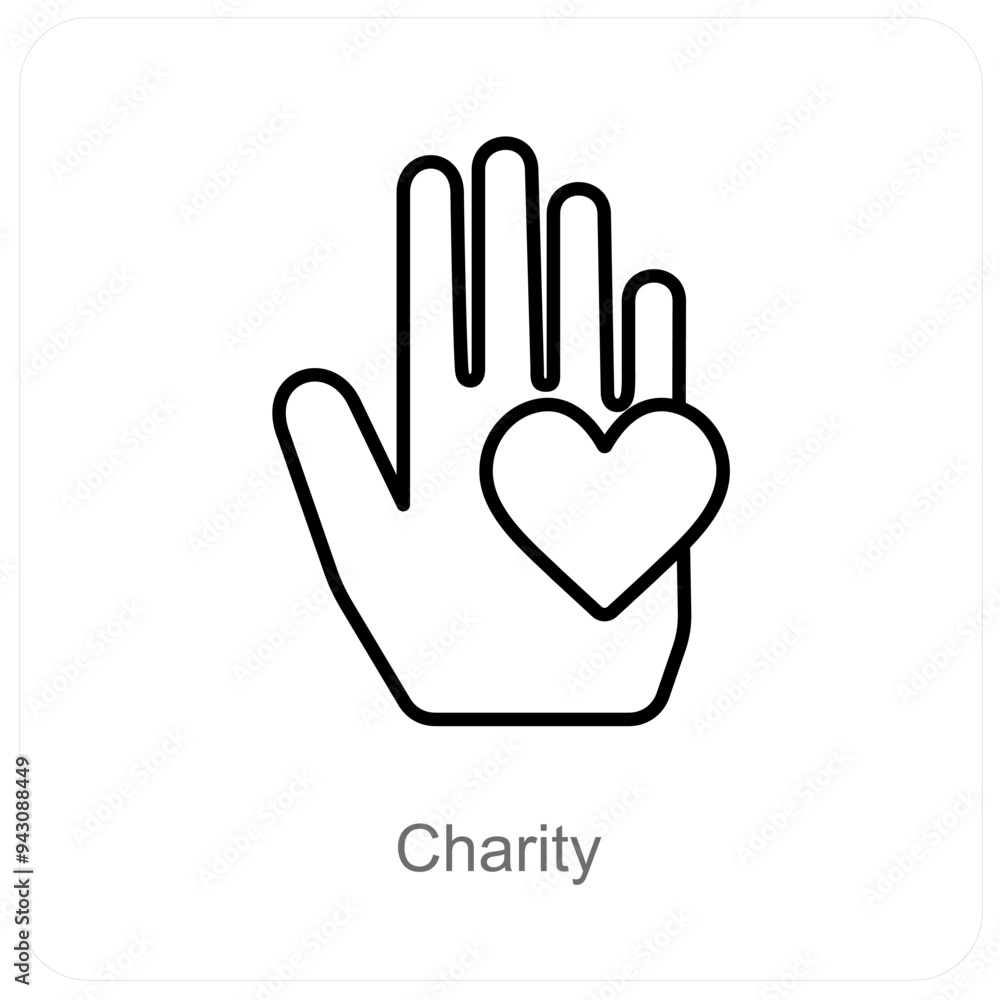 Charity and Heart icon concept Charity and Heart icon concept
