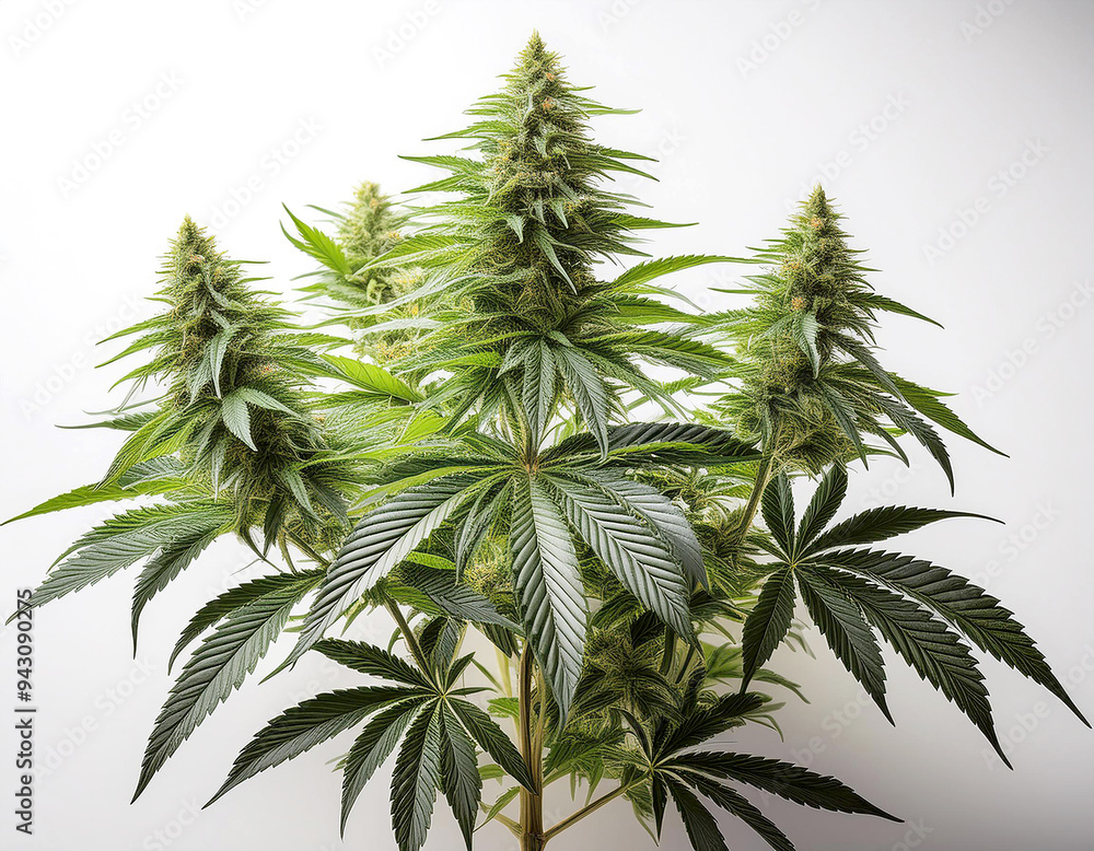 Cannabis plant with flat white background Cannabis plant with flat white background
