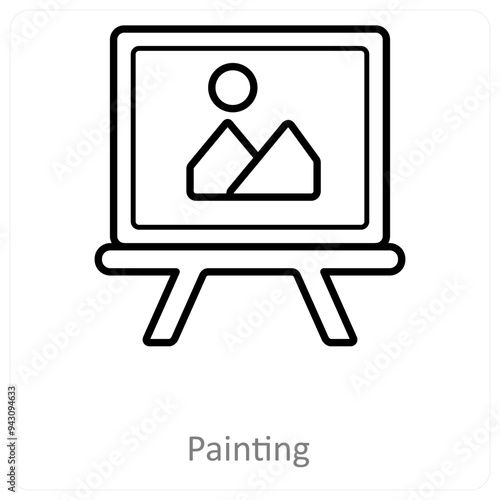 Painting and artist icon concept