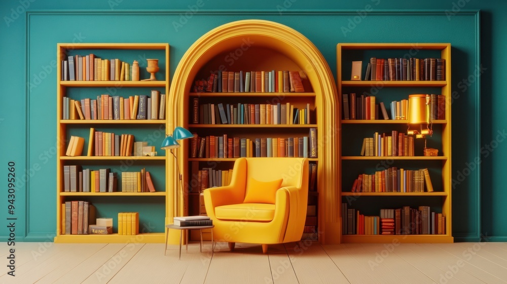 3D cartoon indoor sofa and bookshelf 3D cartoon indoor sofa and bookshelf
