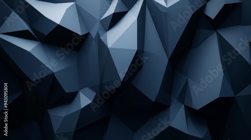 Abstract dark blue geometric background with sharp, angular shapes.