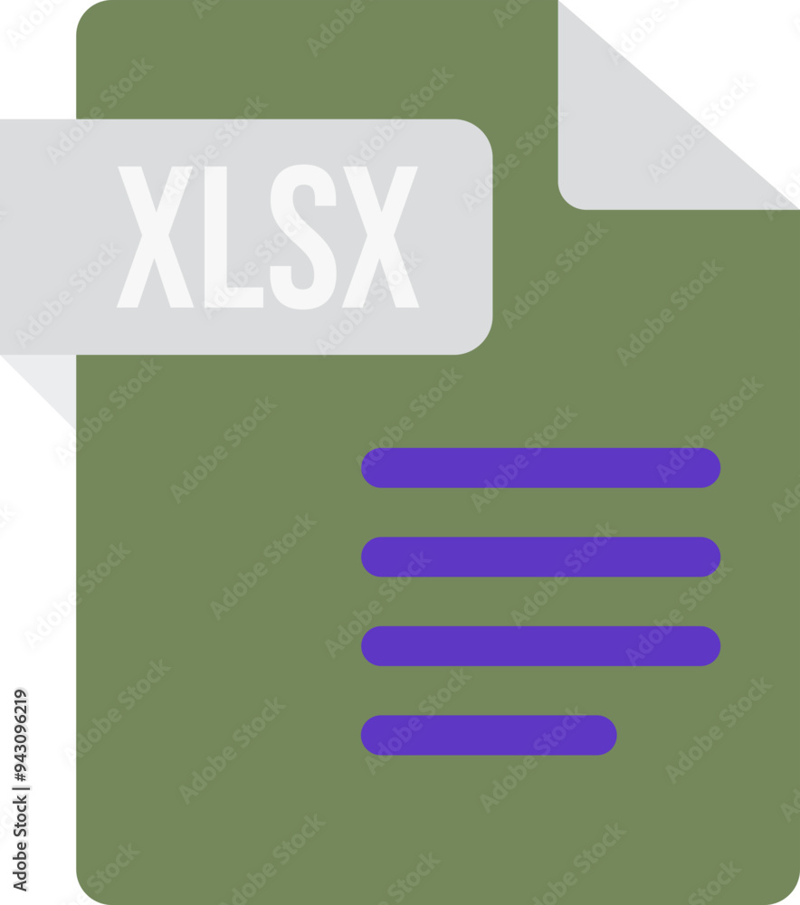 XLSX File icon with folded style document XLSX File icon with folded style document