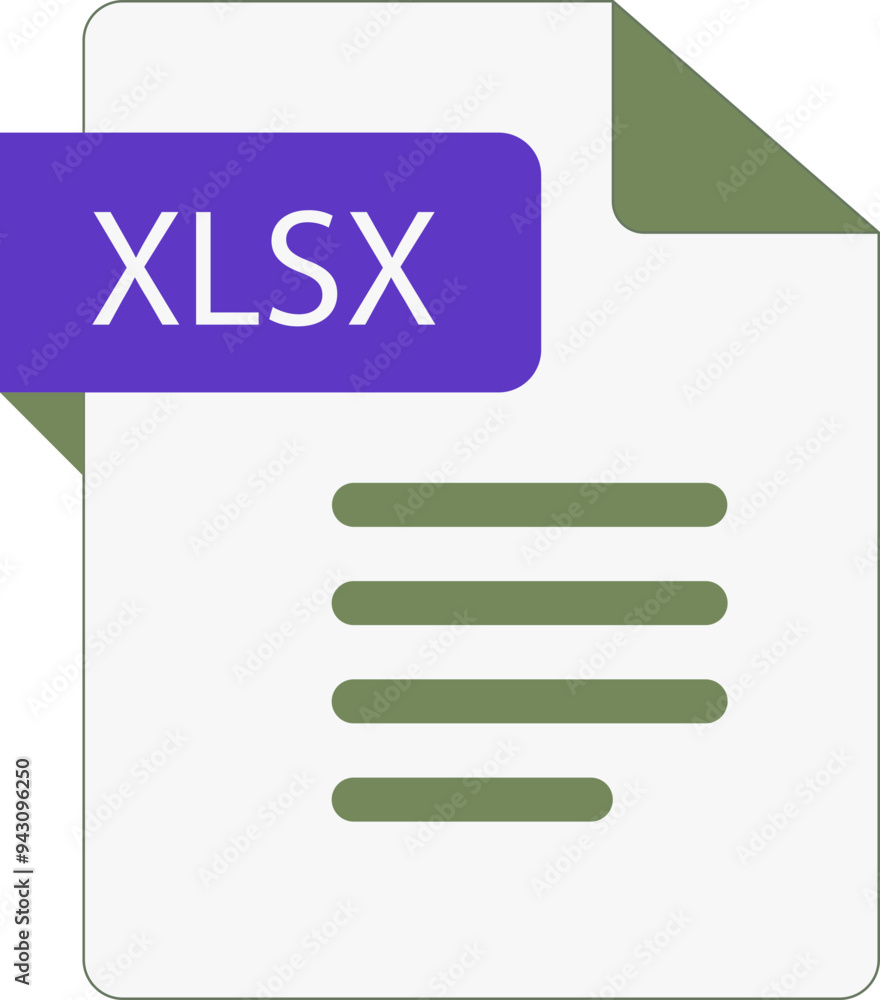 XLSX File icon with dark ciolor and folded doc XLSX File icon with dark ciolor and folded doc
