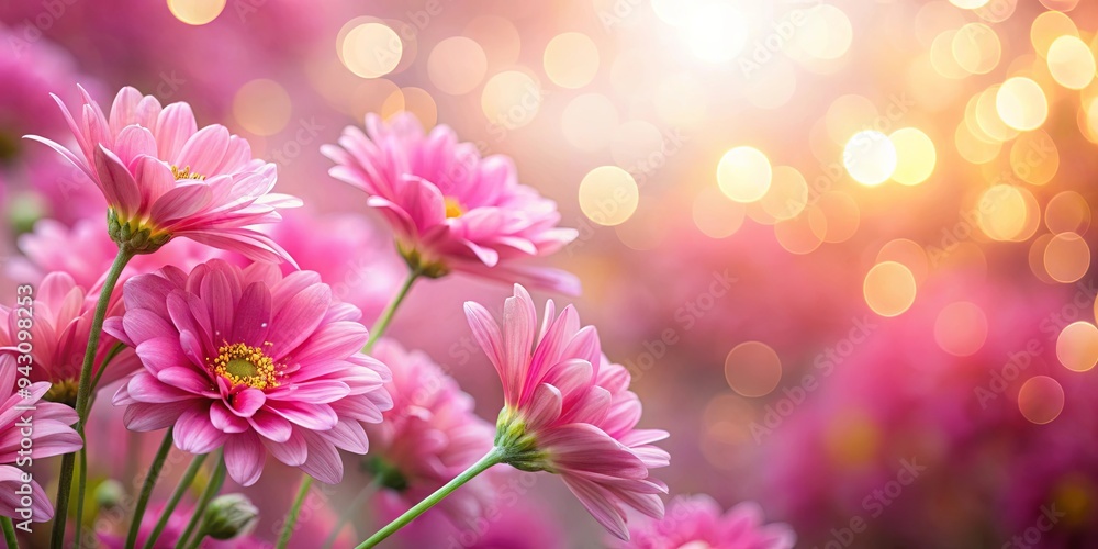 Close up of pink flowers with lights in the background creating a beautiful bokeh effect Close up of pink flowers with lights in the background creating a beautiful bokeh effect