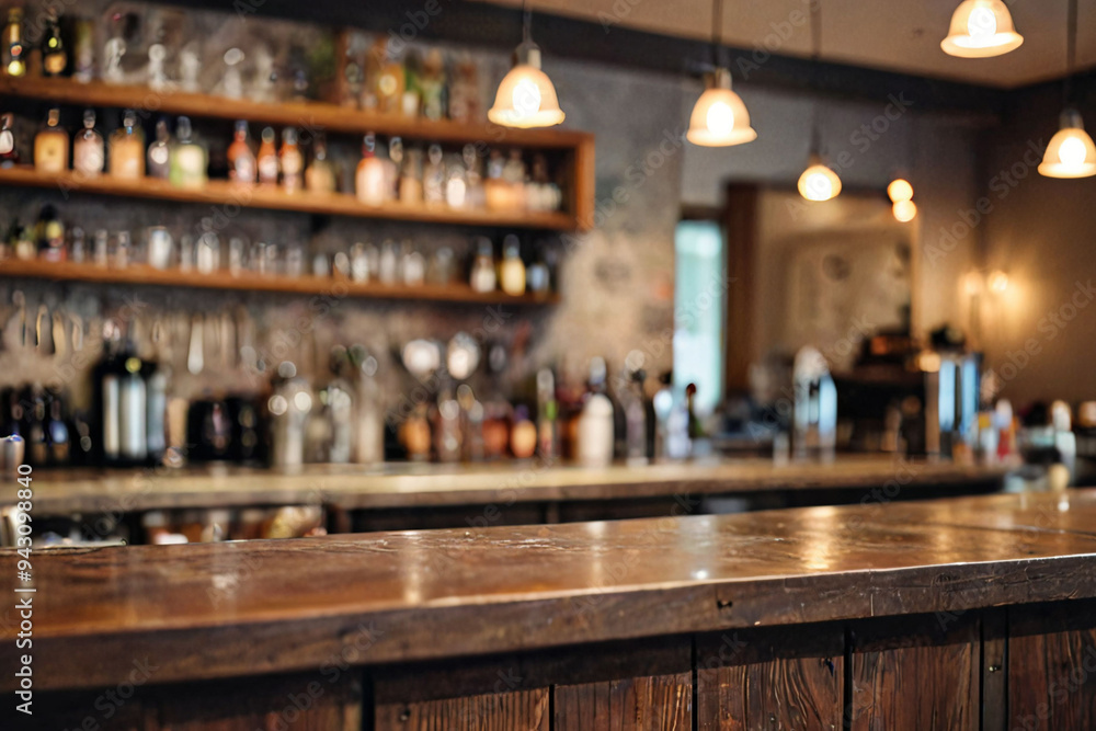 Bar counter with blurred background Bar counter with blurred background