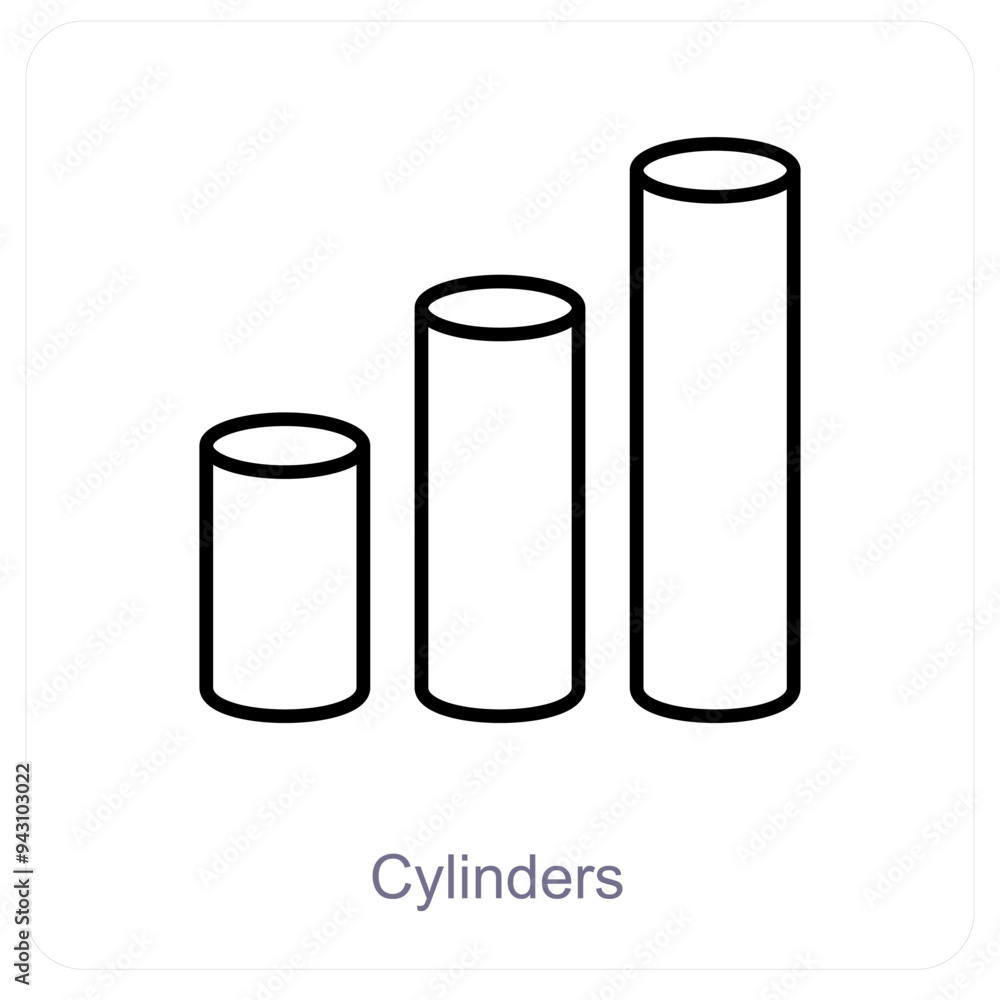 Cylinder and statistics icon concept Cylinder and statistics icon concept