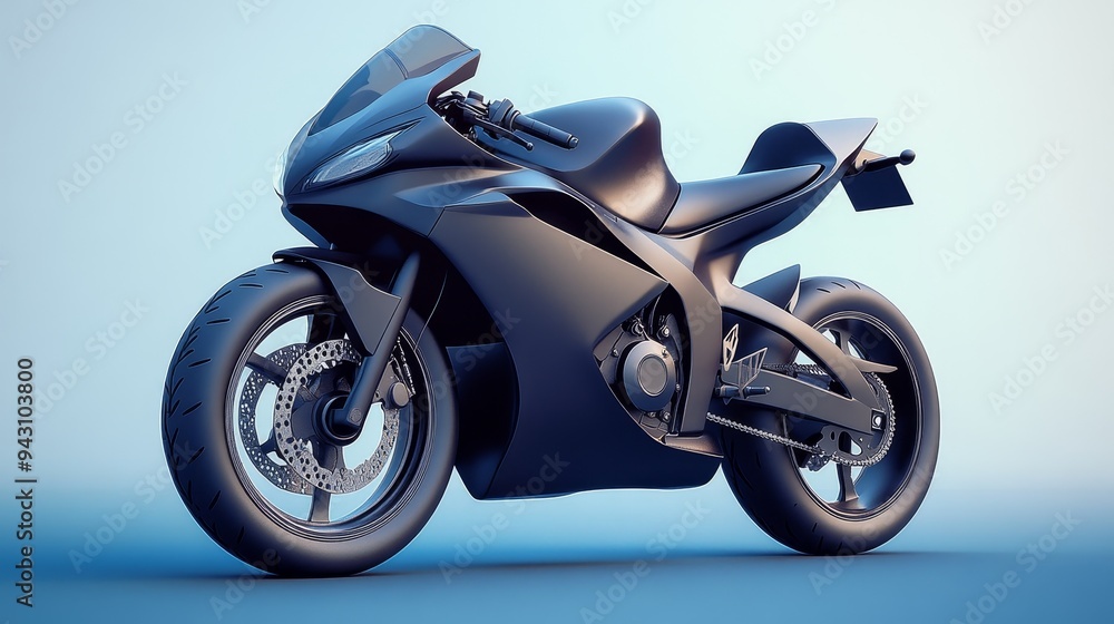 A sleek, black sportbike with a modern design