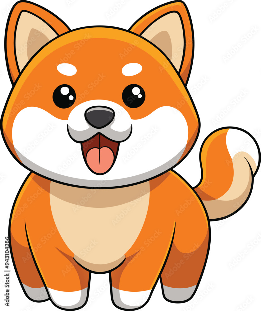 Fototapeta premium American Akita Dog Cartoon Vector