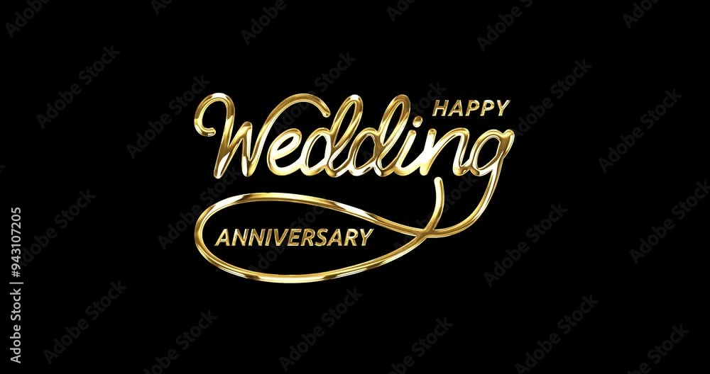 Happy Wedding Anniversary animation in gold color with alpha matte. Handwritten calligraphy typography animated with alpha channel. Great for Greeting, invitations, Celebrations, and parties Happy Wedding Anniversary animation in gold color with alpha matte. Handwritten calligraphy typography animated with alpha channel. Great for Greeting, invitations, Celebrations, and parties