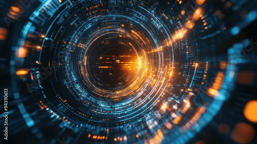 Wallpaper Mural A blue and orange circle with a yellow light in the center Torontodigital.ca