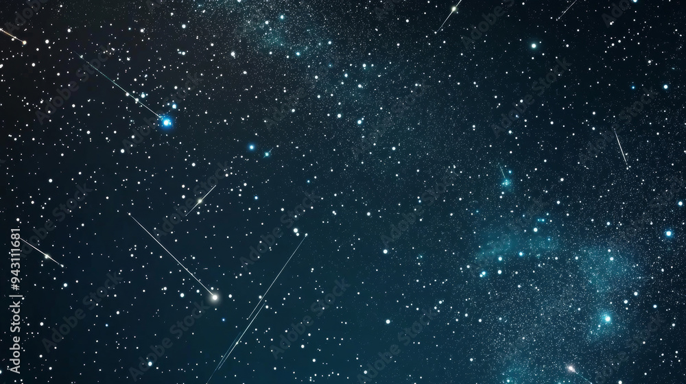 Seamless starry space pattern featuring sky stars in a night galaxy. Vector background depicting the universe with constellations, falling meteorites, comets, and twinkling star lights. Seamless starry space pattern featuring sky stars in a night galaxy. Vector background depicting the universe with constellations, falling meteorites, comets, and twinkling star lights.