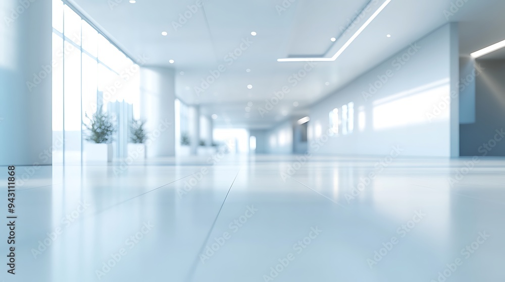 custom made wallpaper toronto digitalMinimalist Event Space with Modern Architecture, Sleek Flooring, and Blurred Signage Awaiting Event Opening