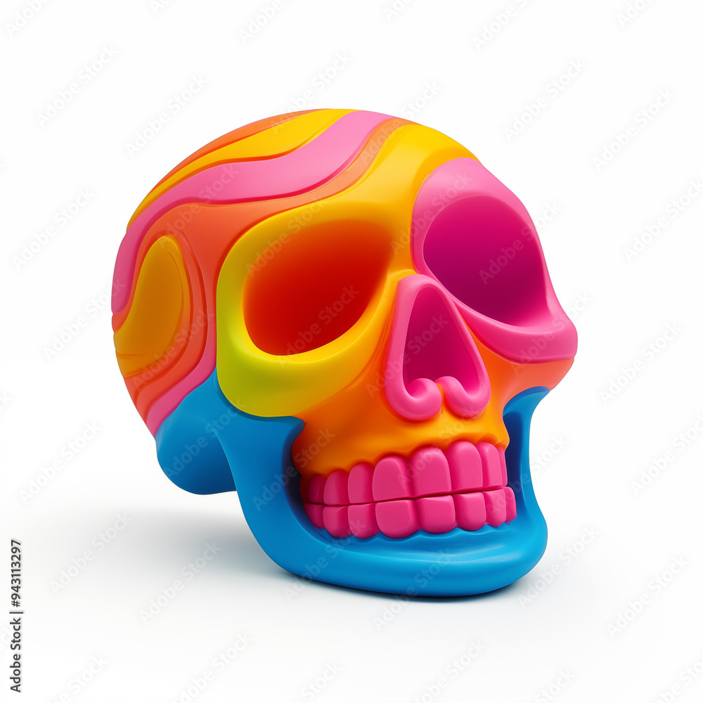 Obraz premium Vibrant Colorful Skull in Modern Abstract Art Style