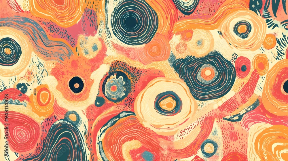Custom patterns featuring hand-drawn doodles in vibrant Peach Fuzz hues with a strong nostalgic narrative and maximalist design Custom patterns featuring hand-drawn doodles in vibrant Peach Fuzz hues with a strong nostalgic narrative and maximalist design