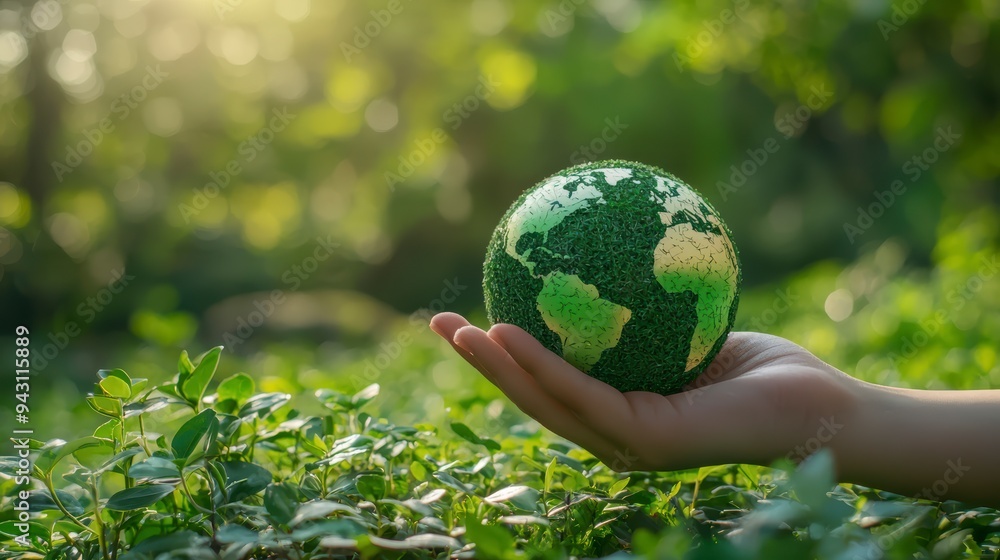 The businessman holds the Earth, symbolizing eco-friendly business and protection of nature The businessman holds the Earth, symbolizing eco-friendly business and protection of nature