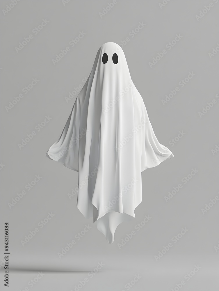 Monochrome Ghost Outline Floating Serenely in Empty Space Monochrome Ghost Outline Floating Serenely in Empty Space
