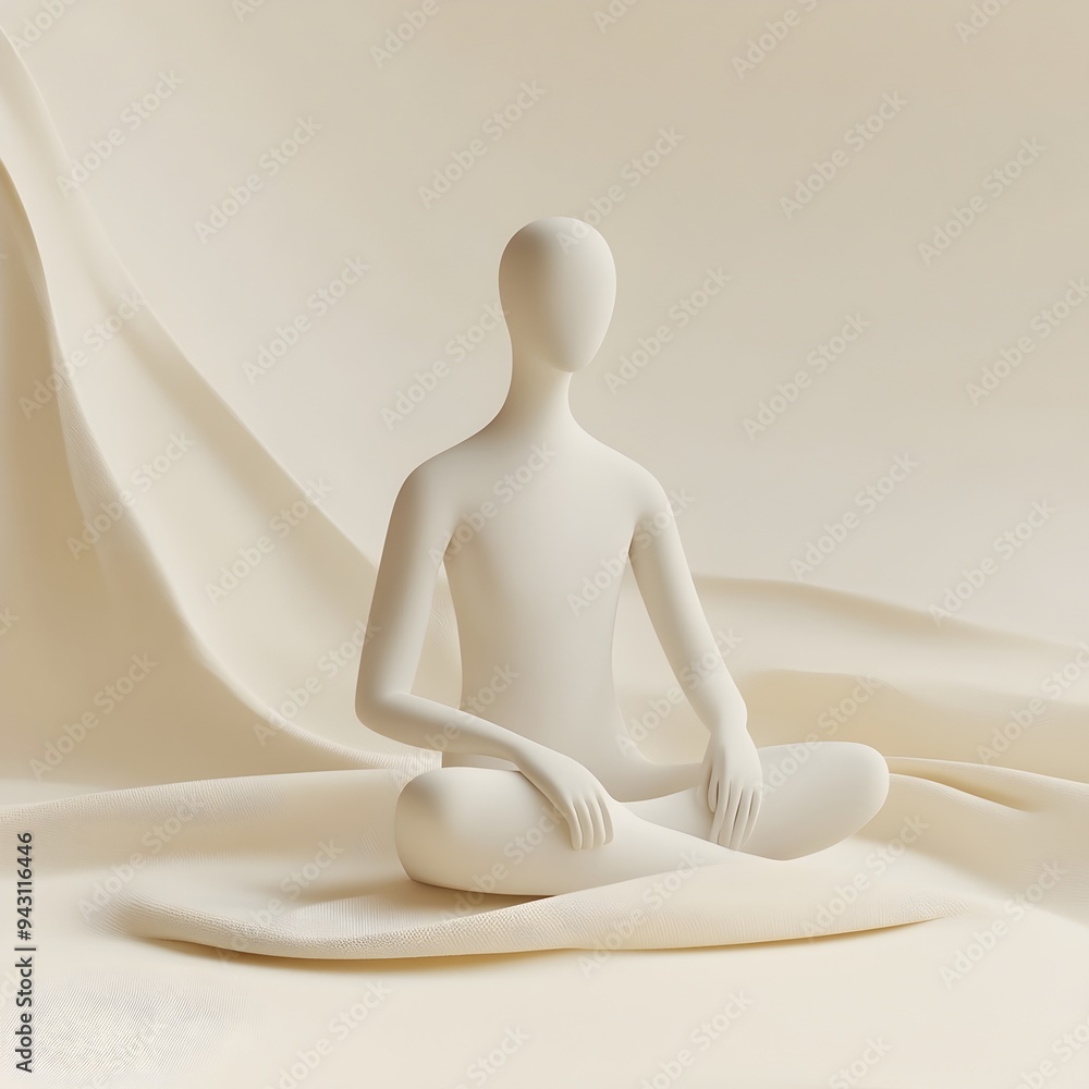 Minimalist Abstracted Human Figure Resting on Neutral Setting Minimalist Abstracted Human Figure Resting on Neutral Setting