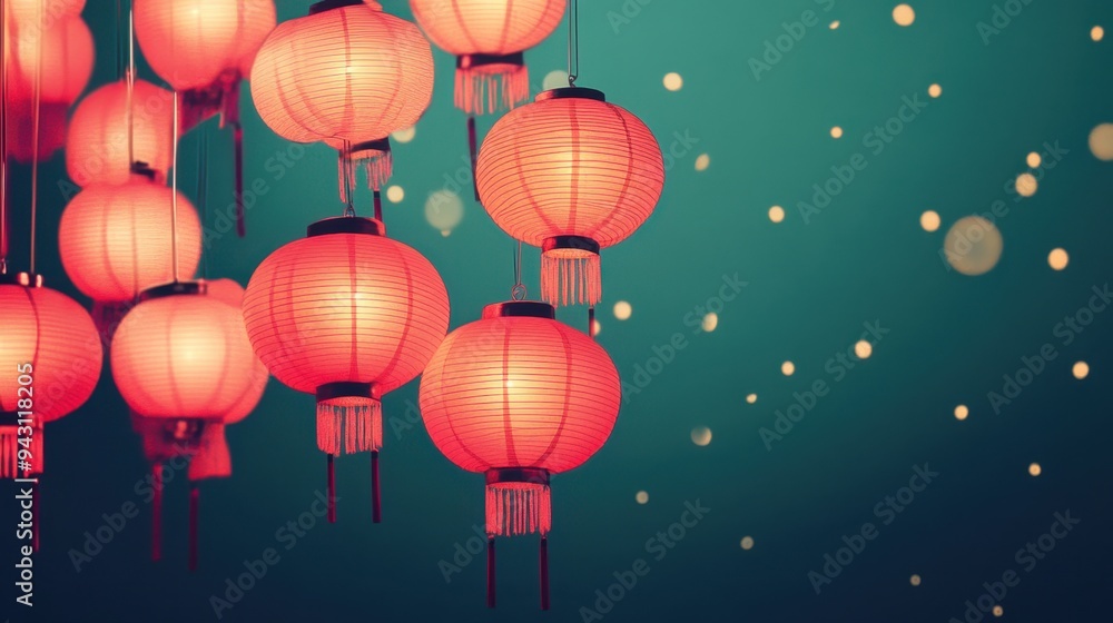 Obraz premium Festive atmosphere reflected by red lanterns