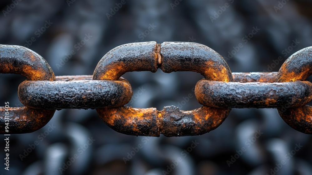 Close-Up of Rusty Metal Chain Links with Blurred Background - Industrial Texture and Detail Close-Up of Rusty Metal Chain Links with Blurred Background - Industrial Texture and Detail