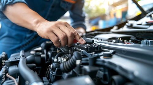 people repair car