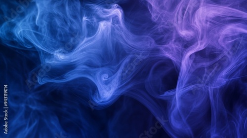 Abstract smoke-like patterns in deep blues and purples, ethereal and mysterious