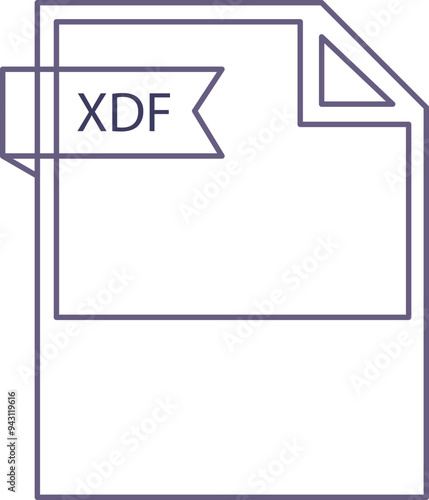 XDF File format icon black outline and light color text