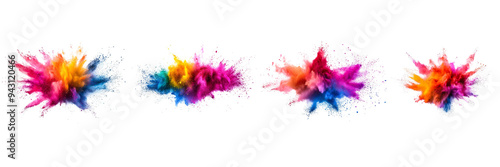 set colorful powder explosion isolated on a white background