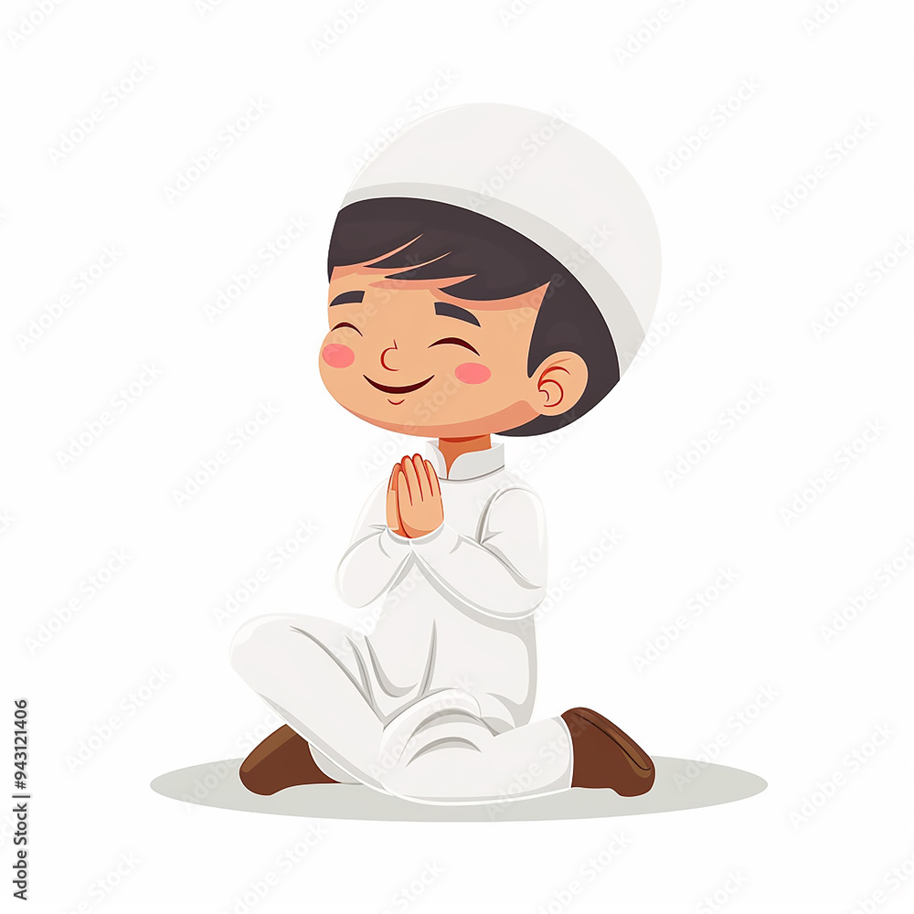 wonderful muslim boy prayer on white background wonderful muslim boy prayer on white background